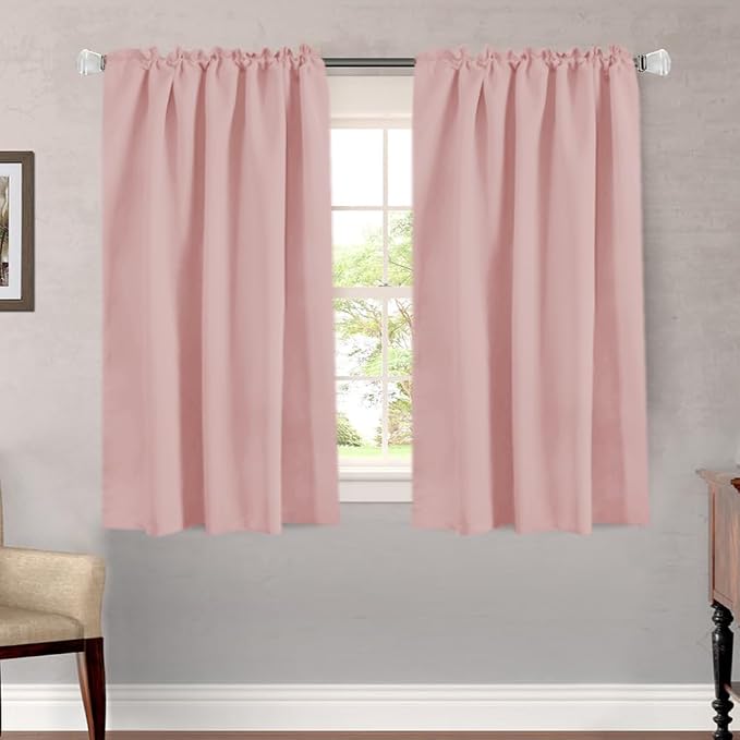 H.VERSAILTEX Blackout Curtains Thermal Insulated Window Treatment Panels Room Darkening Blackout Drapes for Living Room Back Tab/Rod Pocket Bedroom Draperies (2 Panels, Baby Pink, 52 x 54 Inch)