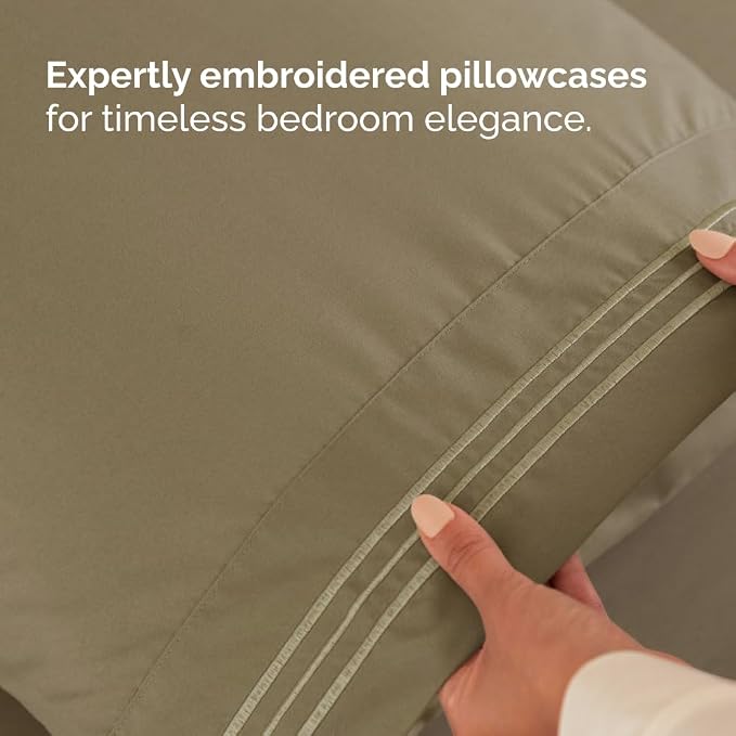 Flex Top Split Head King 4 Piece Sheet Set - Ultra-Soft, Breathable - Khaki | Cooling Bed Sheets Set, Hotel Luxury Bedding for Women & Men with Deep Pockets, Wrinkle Free & Fade Resistant, Oeko-Tex