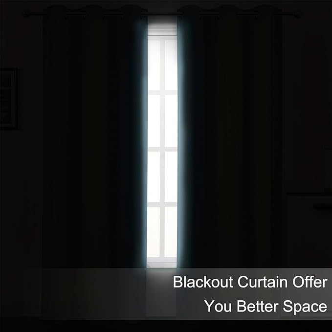 Stone Blue Thermal Blackout Curtains/38 x 63 Inch/Set of 2 Panels Room Darkening Curtains for Bedroom