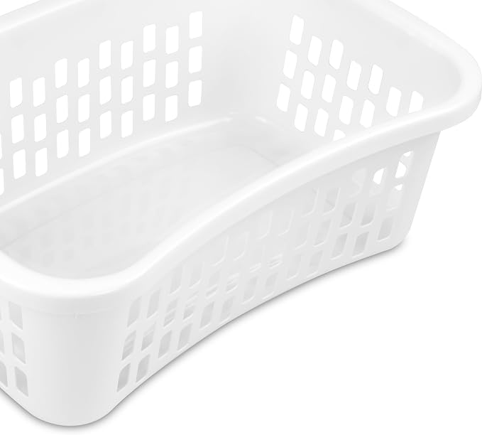 Sterilite 24 Pack HipHold Laundry Basket, Plastic Rectangle Clothes Hamper with Comfort Grip Handles & Reinforced Rim, 1.5 Bushel Capacity, White