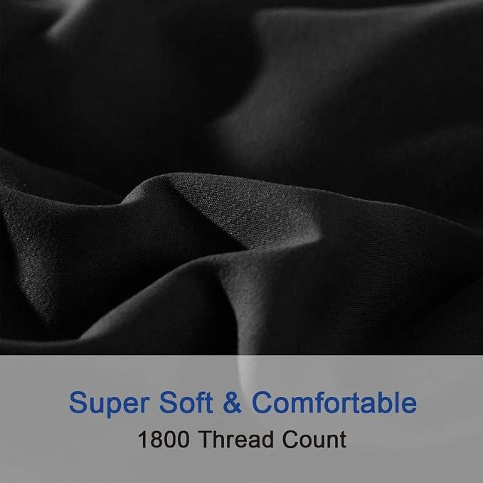 SONORO KATE Bed Sheet Set Super Soft Microfiber Luxury Egyptian Sheets 16-Inch Deep Pocket，Wrinkle-4 Piece(Black, Full)
