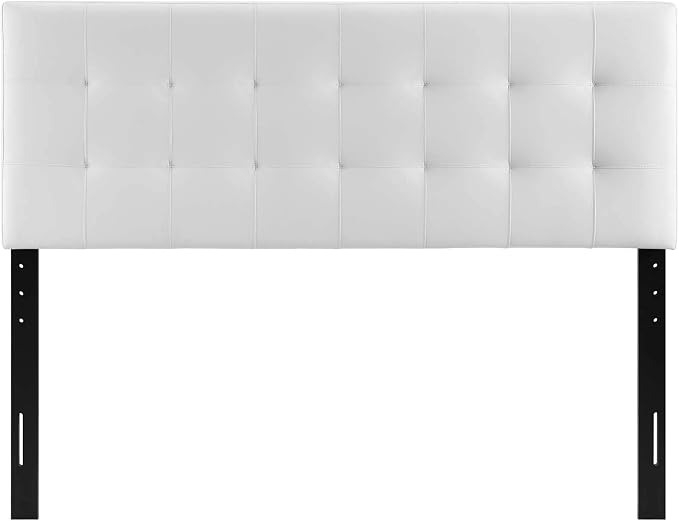 Modway Lily Tufted Faux Leather Upholstered King Headboard in White