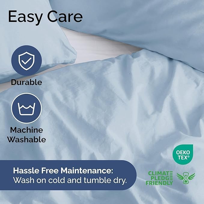 Duvet Cover King Size - Soft 3 Piece with Zipper Closure - Sky Blue | Extra Soft, Breathable, King Duvet Cover 104" x 90" with 2 Pillow Shams, Zipper Closures & Ties, Women, Men, Kids & Teens