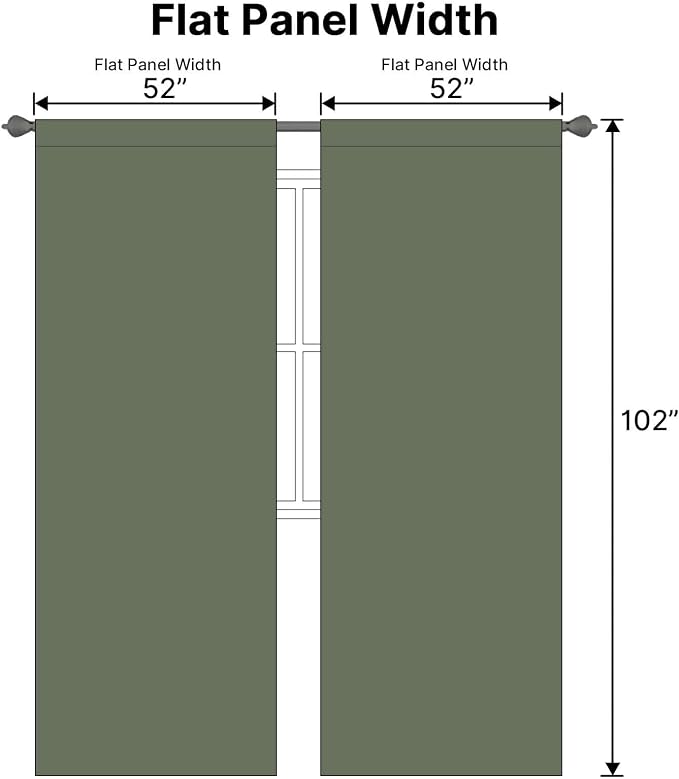 H.VERSAILTEX Back Tab Dark Green Curtains 102 Inch Long for Living Room, Rod Pocket Room Darkening Thermal Insulated Blackout Curtains, 52 x 102 Inch, Bronze Green, 2 Panels