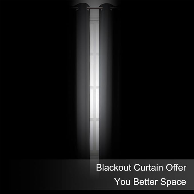 Blackout Curtains 52 x 120 Inch Long Frost Grey Curtains Set of 2 Panels Room Darkening Curtains for Bedroom and Living Room