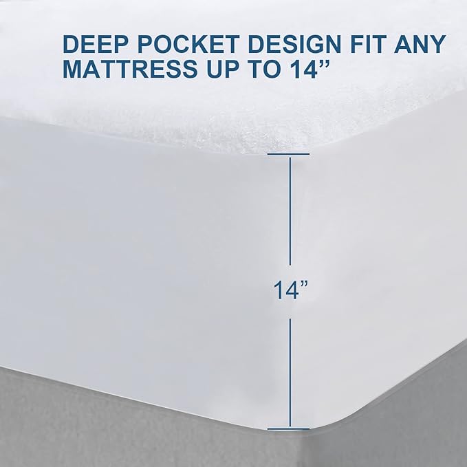 Twin XL Mattress Protector Cover Cooling,Extra Long Twin Waterproof Cover | Viscose Terry Mattress Protector for College Dorm Room Essentials,Soft and Noiseless,Deep Pocket Fits Up to 14 Inch,2 Pack