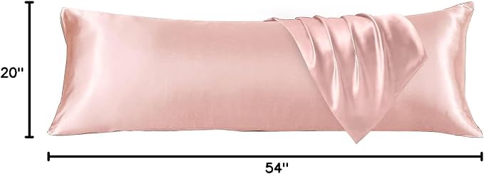 Body Pillow with Satin Pillowcase, Body Pillow for Adults, Pink | 20"x54", Removable Cover, OEKO-TEX Certified Down Alternative Filling,Washing Machine