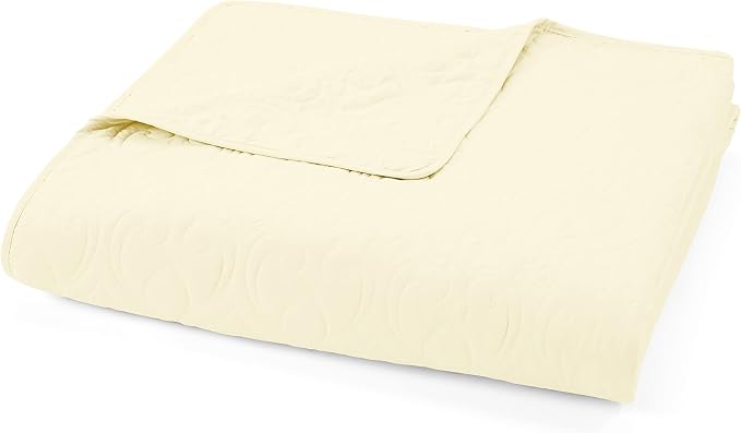 Merit Linens Classic Quilt Coverlet Soft Set in Damask Stitching - Twin/TwinXL Yellow