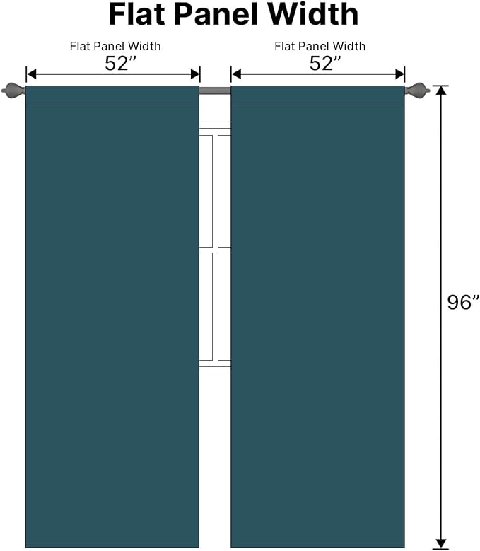 H.VERSAILTEX Blackout Curtains Thermal Insulated Window Treatment Panels Room Darkening Blackout Drapes for Living Room Back Tab/Rod Pocket Bedroom Draperies, 52 x 96 Inch, Dark Teal, 2 Panels