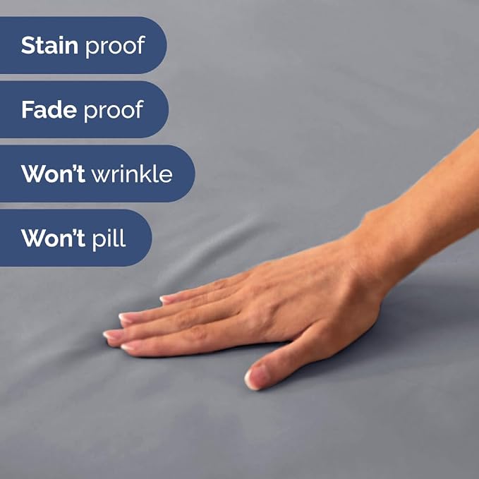 Short Queen Size 4 Piece Bed Sheet Set - RV Short Queen Sheets - Steel Blue | Ultra-Soft, Breathable & Cooling Bed Sheets Set with Deep Pockets, Hotel Luxury Bedding for Women & Men, Wrinkle & Fade Free