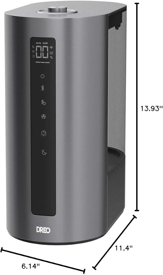 DREO 6L Smart Humidifiers for Bedroom, Warm & Cool Mist for Large Room | 60-Hour Quiet Runtime, 500ML/H Output, Smart Humidity Sensor, Indicator Light, App Control, Works with Alexa & Google, Silver