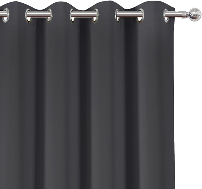 Blackout Curtains 66 x 95 inch/Dark Grey Curtains Set of 2 Panels/Thermal Insulated Room Darkening Bedroom Curtains