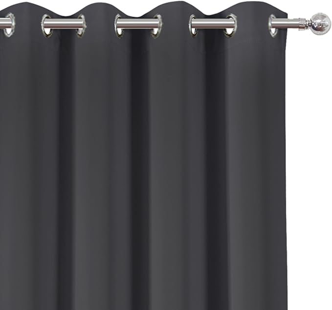 Dark Grey Thermal Blackout Curtains/52 x 45 Inch/Set of 2 Panels Room Darkening Curtains