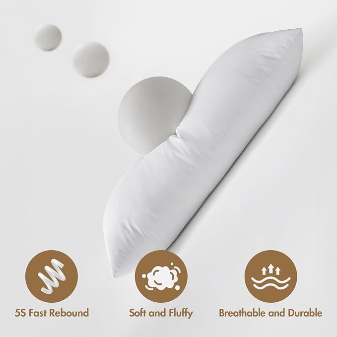 MIULEE 14x36 Inch Synthetic Down Alternative Lumbar Pillow Insert | Decorative Throw Pillow 14 x 36 Inch Body Bed Sleeping Ultra Soft Fluffy Form for Sofa Couch Bed