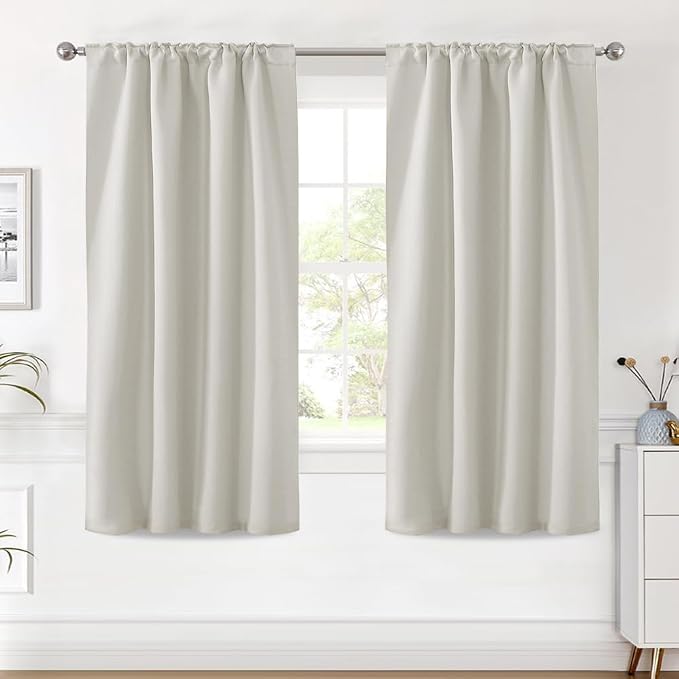 H.VERSAILTEX Blackout Curtains Thermal Insulated Window Treatment Panels Room Darkening Blackout Drapes for Living Room Back Tab/Rod Pocket Bedroom Draperies (2 Panels, Ivory/Cream, 42 x 63 Inch)