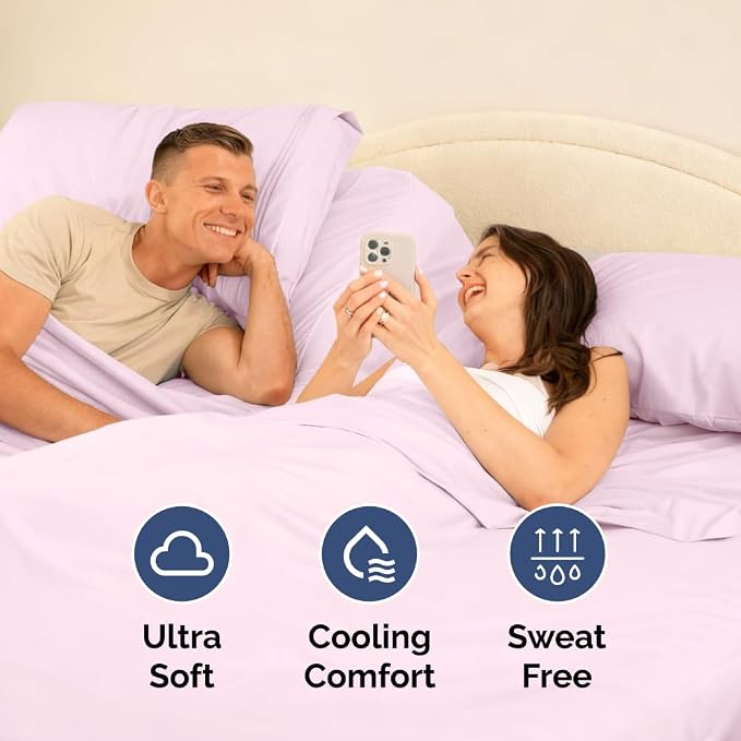 Flex Top Split Head King 4 Piece Sheet Set - Soft & Breathable - Light Pink | Cooling Bed Sheets Set, Hotel Luxury Bedding for Women & Men with Deep Pockets, Wrinkle Free & Fade Resistant, Oeko-Tex