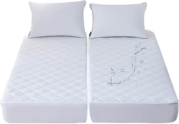 Waterproof Quilted Split King Mattress Protector Pad for Adjustable Bed | 2 Mattress Pads in 1 Package Each 39x80 with Up to 16 Deep Pocket, Stay in Place Fitted Cover, Noiseless Soft Padded Topper