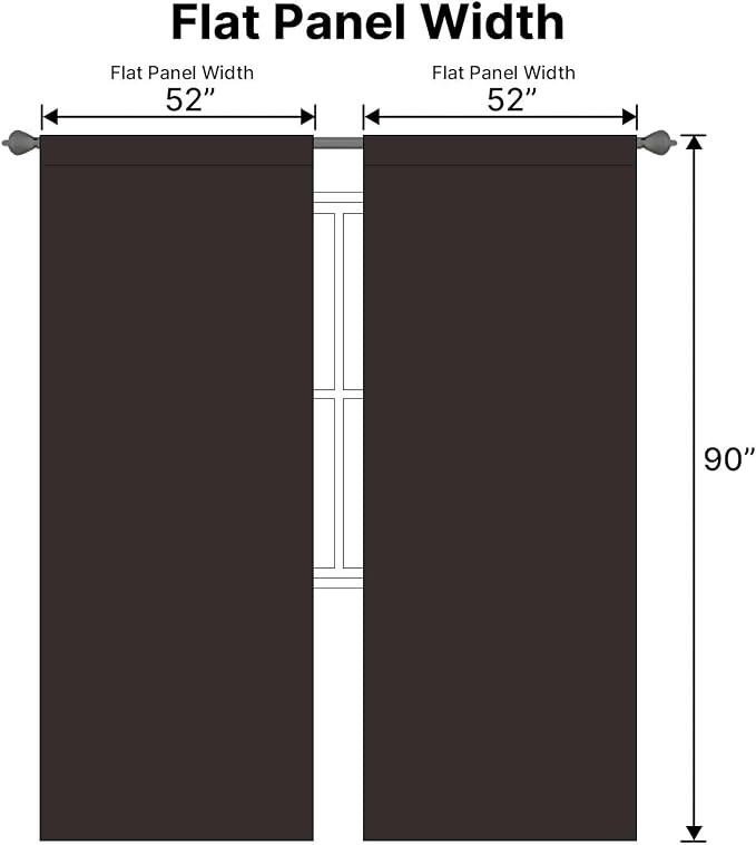 H.VERSAILTEX Blackout Curtains Thermal Insulated Window Treatment Panels Room Darkening Blackout Drapes for Living Room Back Tab/Rod Pocket Bedroom Draperies, 52 x 90 Inch, Chocolate Brown, 2 Panels