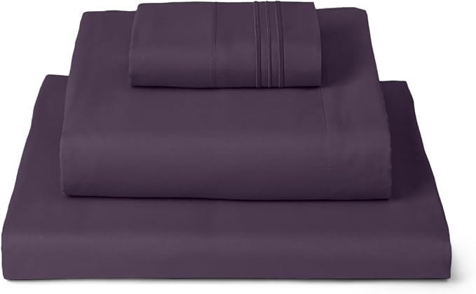 Mellanni Iconic 3-Piece, Ultra Soft Sheet Set (Twin XL, Purple) | 10M+ Sleepers. Lab-tested: Sleeps Cool, Stays Bright, Strong, Smooth. Good Housekeeping Best Bedding, 7 yrs running.