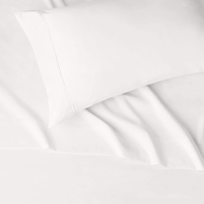 Amazon Basics Lightweight Ultra-Soft, Breathable, Wrinkle Free Brushed Microfiber 3 Piece Bed Sheet Set with 14-Inch Deep Pockets, Twin XL, Cream, Solid