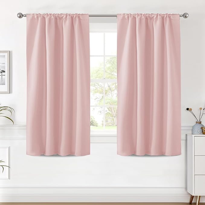 H.VERSAILTEX Blackout Curtains Thermal Insulated Window Treatment Panels Room Darkening Blackout Drapes for Living Room Back Tab/Rod Pocket Bedroom Draperies (2 Panels, Baby Pink, 42 x 54 Inch)