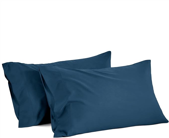 BEDELITE Pillow Cases Standard Size 2Pcs, Rayon from Bamboo, Navy Blue | Cooling and Breathable Pillow Cover for Hot Sleepers & Night Sweats, Silky Soft Cozy, Envelope Closure, 20"x26"