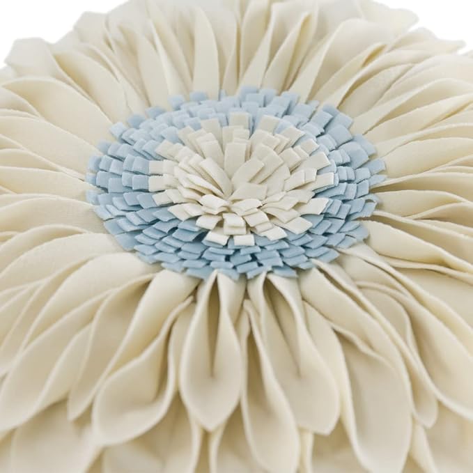 OiseauVoler Decorative 3D Flower Throw Pillow Covers Handmade Cushion Cover Cases for Couch Bed Living Room Farmhouse Home Decor 18 x 18 Inch Beige
