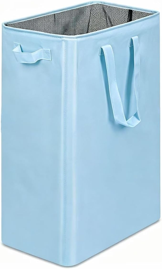 efluky Slim Laundry Basket, Narrow Laundry Hamper with Handles, Collapsible Dirty Clothes Hamper, Tall Laundry Bin for Laundry Room, Dorm and Bedroom, 19.8 Gallon (75L) Sky Blue