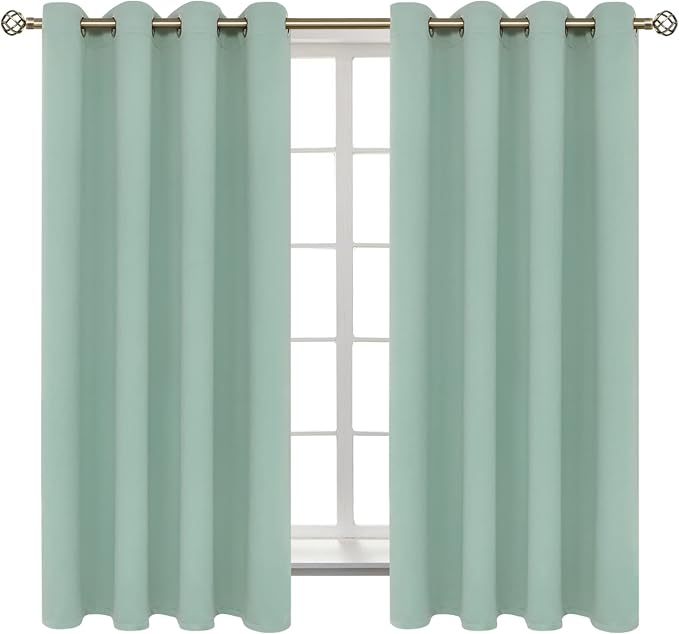BGment Frosty Green Room Darkening Curtains 63 Inch for Bedroom - 2 Panels | Grommet Top, Light-Blocking, Sunblock, Thermal Insulated, Window Drapes for Kids Boys Room, 52x63 Inch