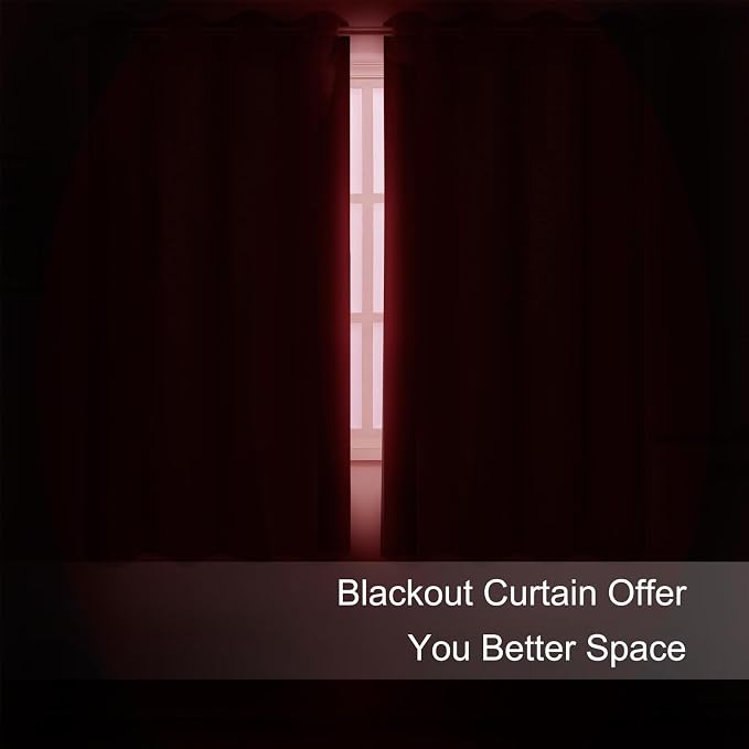 Blackout Curtains 66 x 54 Inch Long Bright Red Curtains Set of 2 Panels Room Darkening Curtains for Bedroom and Living Room