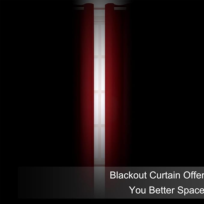 Blackout Curtains 52 x 120 Inch Long Red Curtains Set of 2 Panels Room Darkening Curtains for Bedroom and Living Room