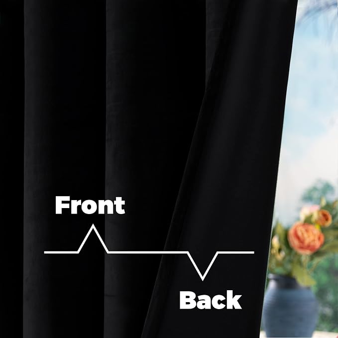 BGment Black Velvet Curtains for Living Room, 2 Panels Set, 52 x 108 Inch | Thermal Insulated Blackout, Room Darkening, Super Soft, Elegant Window Treatment, Halloween, Back Tab Rod Pocket