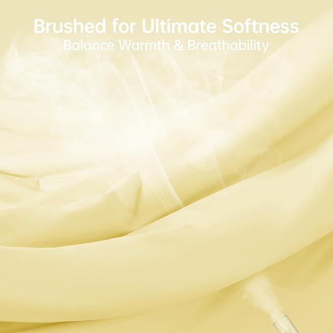 Oversized King Comforter Sets, All Season Ultra Soft Down Alternative Bedding - 3 Piece Lightweight Bed Set Includes 1 Comforter (120"x98") and 2 Pillow Shams (20"x36"), Cream Yellow