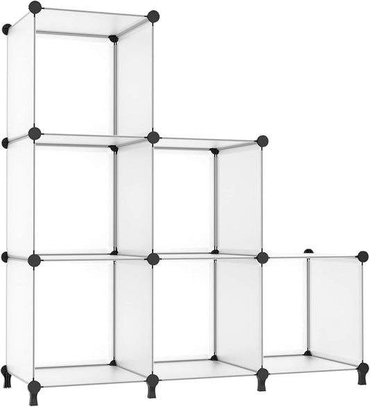 AWTATOS Closet Organizer, 6 Cube Storage Organizer, Closet Storage Shelves | DIY Stackable Closet Storage Cubes Shelf Bookshelf, Plastic Clothes Organizer Shelving for Bedroom, Home, Translucent