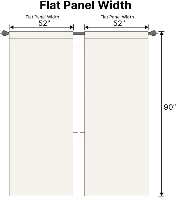 H.VERSAILTEX Back Tab Curtains 90 Inch Long for Living Room, Rod Pocket Room Darkening Thermal Insulated Blackout Curtains, 52 x 90 Inch, Ivory, 2 Panels