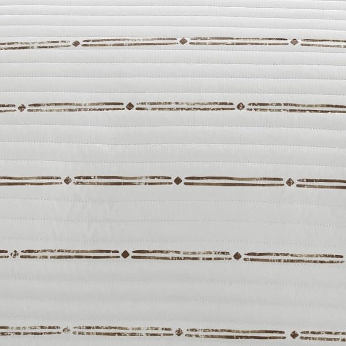 Merit Linens 3 Piece Quilt Set - Super Soft - Lightweight - All Season Quilted Coverlet - Floral Patterns - Full/Queen Taupe