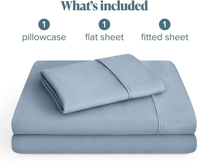 Bare Home Twin Sheet Set - 1800 Ultra-Soft (Twin, Dusty Blue) | Deep Pockets 6 to 15 Inches, Breathable, Hypoallergenic, Hotel Luxury, Easy Fit, Soft, All-Season