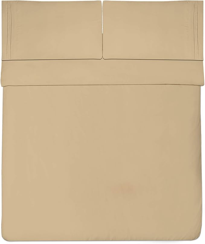 Twin Sheets - Breathable Luxury Sheets with Full Elastic & Secure Corner Straps Built in - 1800 Supreme Collection Extra Soft Deep Pocket Bedding Set, Sheet Set, Twin, Camel (Pack of 2)