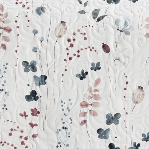 Merit Linens 3 Piece Quilt Set - Super Soft - Lightweight - All Season Quilted Coverlet - Floral Patterns - Full/Queen Mauve