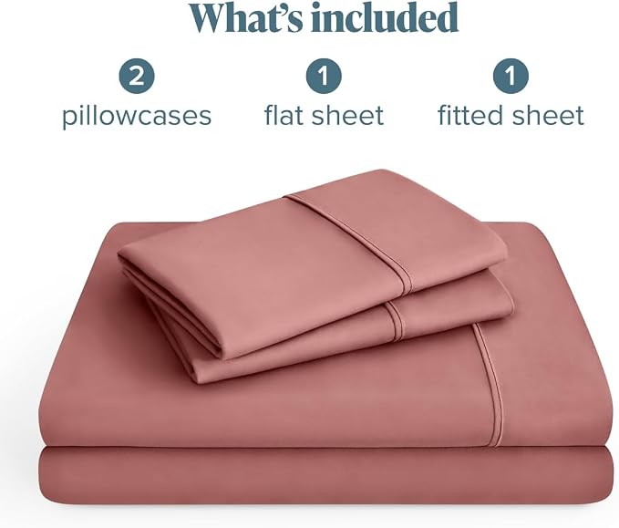 Bare Home Queen Sheet Set - 1800 Ultra-Soft (Queen, Dusty Rose) | Deep Pockets 6 to 15 Inches, Breathable, Hypoallergenic, Hotel Luxury, Easy Fit, Soft, All-Season
