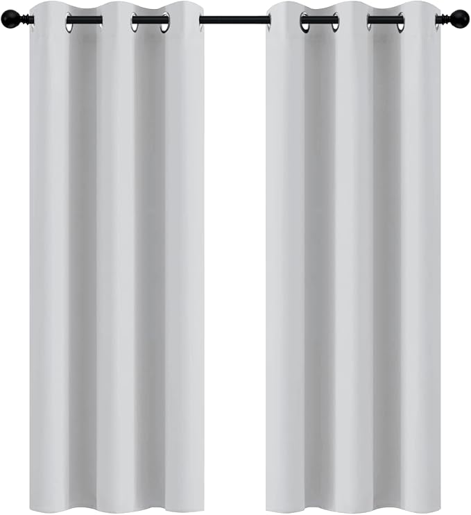 Yakamok Room Darkening Curtains 42x72 inch Greyish White-Living Room | 2 panels,grommet blackout window treatment,thermal insulated,light blocking drapes,privacy protection,bedroom dining room
