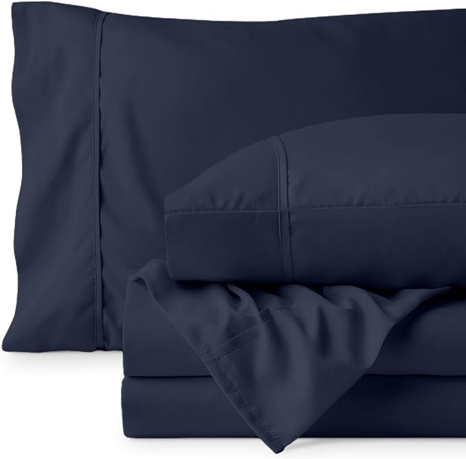 Bare Home Queen Sheet Set - 1800 Ultra-Soft (Queen, Midnight Blue) | Deep Pockets 6 to 15 Inches, Breathable, Hypoallergenic, Hotel Luxury, Easy Fit, Soft, All-Season