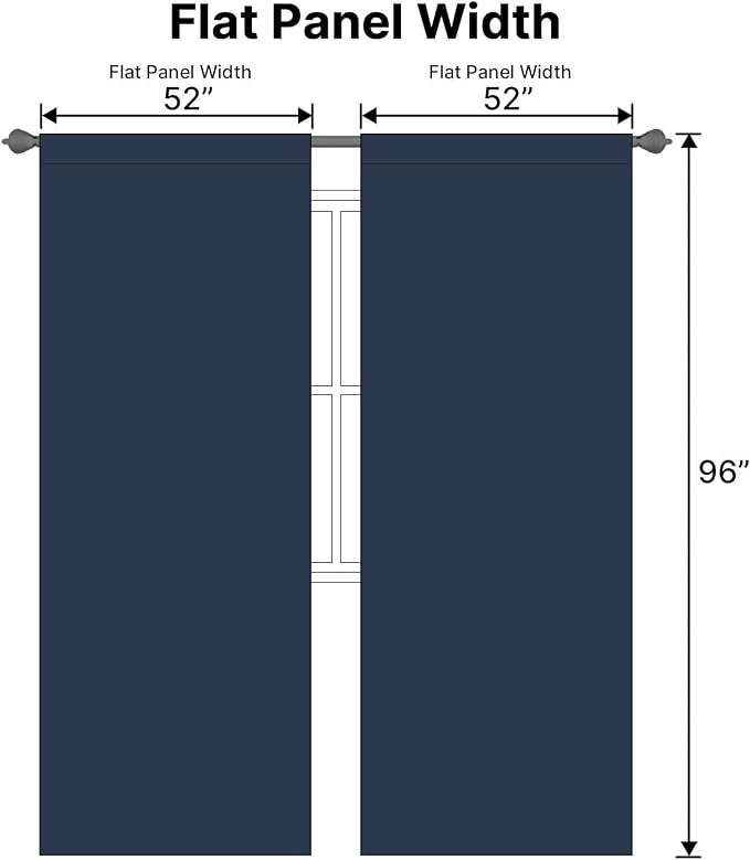 H.VERSAILTEX Blackout Curtains Thermal Insulated Window Treatment Panels Room Darkening Blackout Drapes for Living Room Back Tab/Rod Pocket Bedroom Draperies, 52 x 96 Inch, Navy Blue, 2 Panels