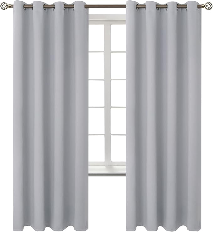 BGment Room Darkening Curtains 72 Inches Long - Grommet Thermal Insulated Drapes Window Treatment Curtains for Bedroom, 2 Panels, 52 x 72 Inch, Light Grey | Grommet Top, Light-Blocking, Sunblock, Thermal Insulated, Window Drapes for Kids Boys Room, 52x...