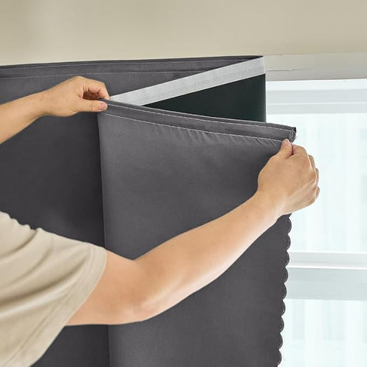 AJAZZ 100% Window Blinds Blackout Portable Blackout Curtains Adhesive Curtains for Living Room No Drilling (Dark Grey, 47" W x 72" L 1 Panel)