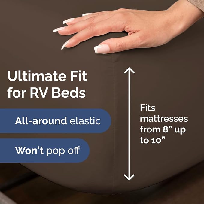 Short Queen Size 4 Piece Bed Sheet Set - RV Short Queen Sheets - Brown | Ultra-Soft, Breathable & Cooling Bed Sheets Set with Deep Pockets, Hotel Luxury Bedding for Women & Men, Wrinkle & Fade Free