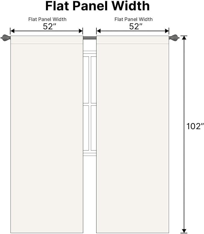 H.VERSAILTEX Back Tab Curtains 102 Inch Long for Living Room, Rod Pocket Room Darkening Thermal Insulated Blackout Curtains, 52 x 102 Inch, Ivory, 2 Panels