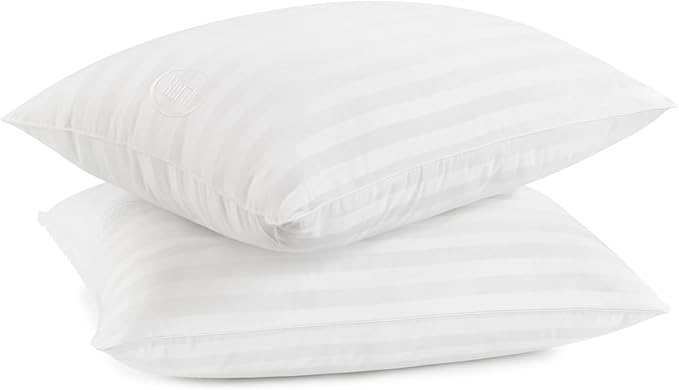Serta Won't Go Flat Down Alternative Bed Pillows, Extra Life Foam Core with Medium Support, Perfect for Back, Stomach or Side Sleepers (2 Pack), Standard/Queen, White