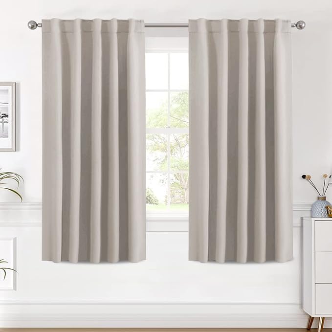 H.VERSAILTEX Blackout Curtains Thermal Insulated Window Treatment Panels Room Darkening Blackout Drapes for Living Room Back Tab/Rod Pocket Bedroom Draperies (2 Panels, Stone, 42 x 63 Inch)