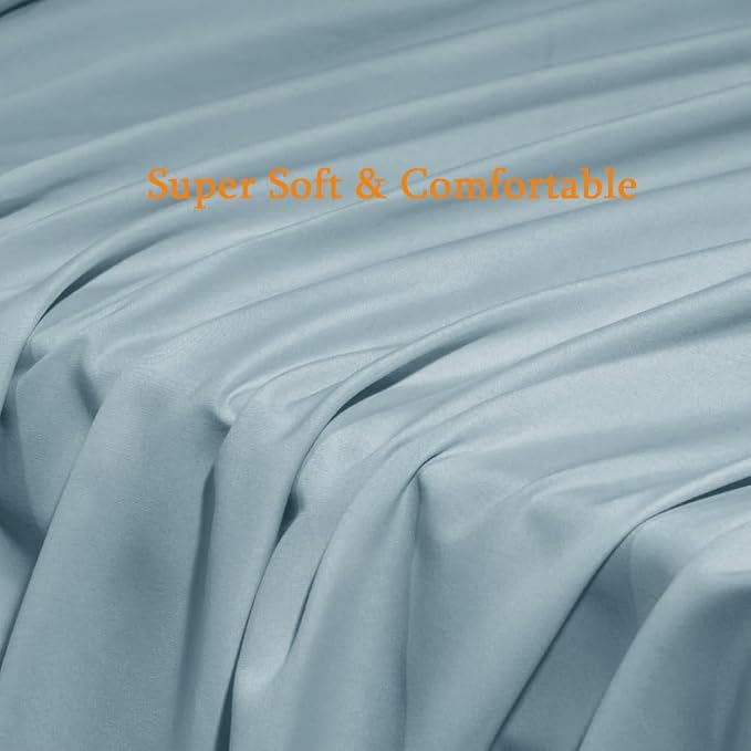 SONORO KATE Bed Sheet Set Super Soft Microfiber 1800 Series Luxury Egyptian Sheets Fit 18-24 Inch Deep Pocket Mattress Wrinkle-6 Piece (Spa Blue, Twin)